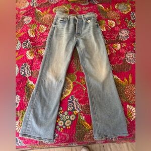 MOTHER Tripper Ankle Cropped High Rise Flare Jean 27 Light Wash